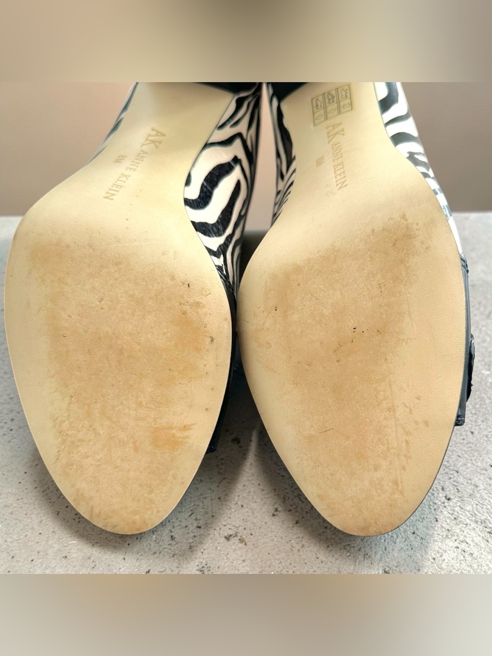 Anne Klein AKMAIA Zebra Print Peep Toe Buckle Heels Rockabilly - Size 8 - Picture 12 of 15